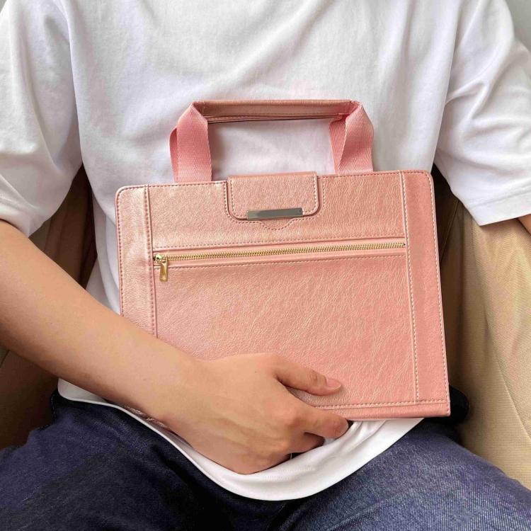 For iPad 10.2 2021 / 2020 / 2019 Zipper Handle Retro Smart Leather Tablet Case(Rose Gold) - More iPad Cases by buy2fix | Online Shopping UK | buy2fix