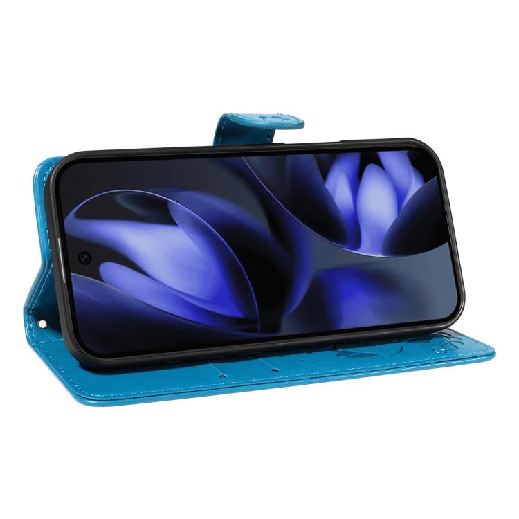 For Google Pixel 10 / 10 Pro Global Cat and Bee Embossed Flip Leather Phone Case(Blue) - Google Cases by buy2fix | Online Shopping UK | buy2fix