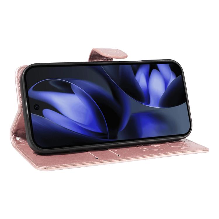 For Google Pixel 10 / 10 Pro Global Cat and Bee Embossed Flip Leather Phone Case(Rose Gold) - Google Cases by buy2fix | Online Shopping UK | buy2fix