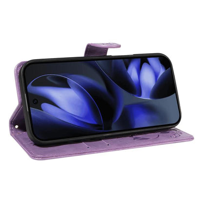 For Google Pixel 10 / 10 Pro Global Cat and Bee Embossed Flip Leather Phone Case(Purple) - Google Cases by buy2fix | Online Shopping UK | buy2fix