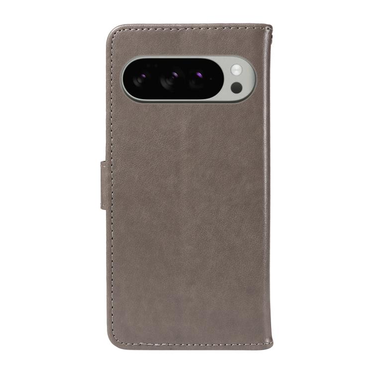 For Google Pixel 10 Pro XL 5G Global Cat and Bee Embossed Flip Leather Phone Case(Grey) - Google Cases by buy2fix | Online Shopping UK | buy2fix