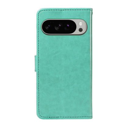 For Google Pixel 10 Pro XL 5G Global Cat and Bee Embossed Flip Leather Phone Case(Green) - Google Cases by buy2fix | Online Shopping UK | buy2fix