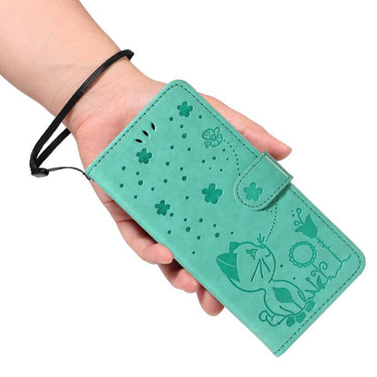 For Google Pixel 10 Pro XL 5G Global Cat and Bee Embossed Flip Leather Phone Case(Green) - Google Cases by buy2fix | Online Shopping UK | buy2fix