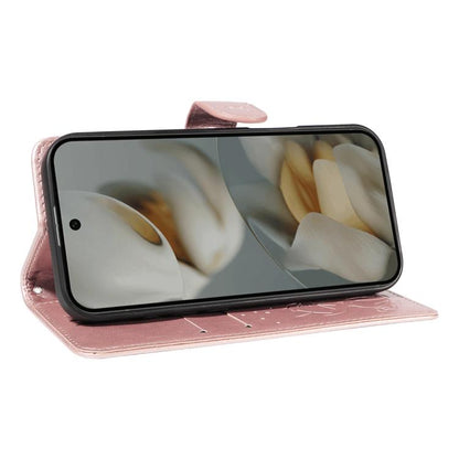 For Google Pixel 10 Pro XL 5G Global Cat and Bee Embossed Flip Leather Phone Case(Rose Gold) - Google Cases by buy2fix | Online Shopping UK | buy2fix