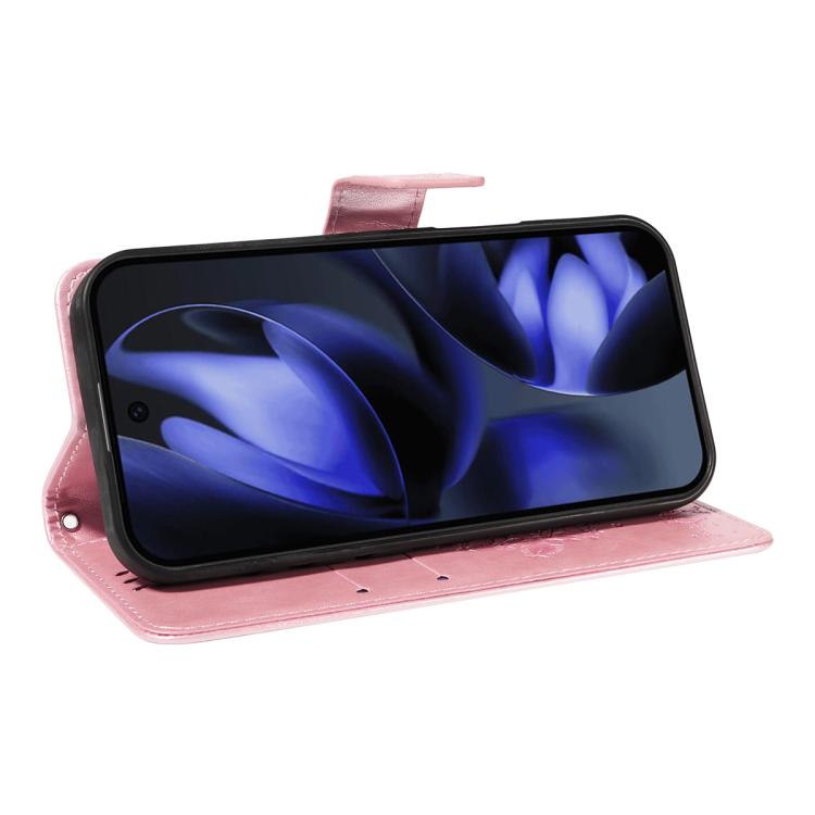 For Google Pixel 10 5G / 10 Pro 5G Global Tree & Cat Embossed Pattern Flip Leather Phone Case(Rose Gold) - Google Cases by buy2fix | Online Shopping UK | buy2fix