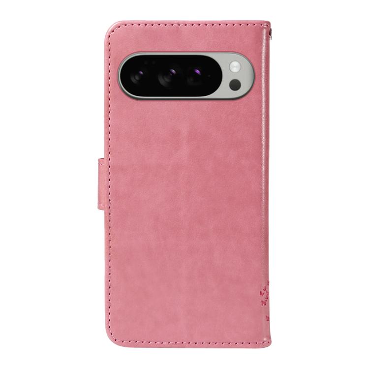 For Google Pixel 10 Pro XL 5G Global Tree & Cat Embossed Pattern Flip Leather Phone Case(Pink) - Google Cases by buy2fix | Online Shopping UK | buy2fix