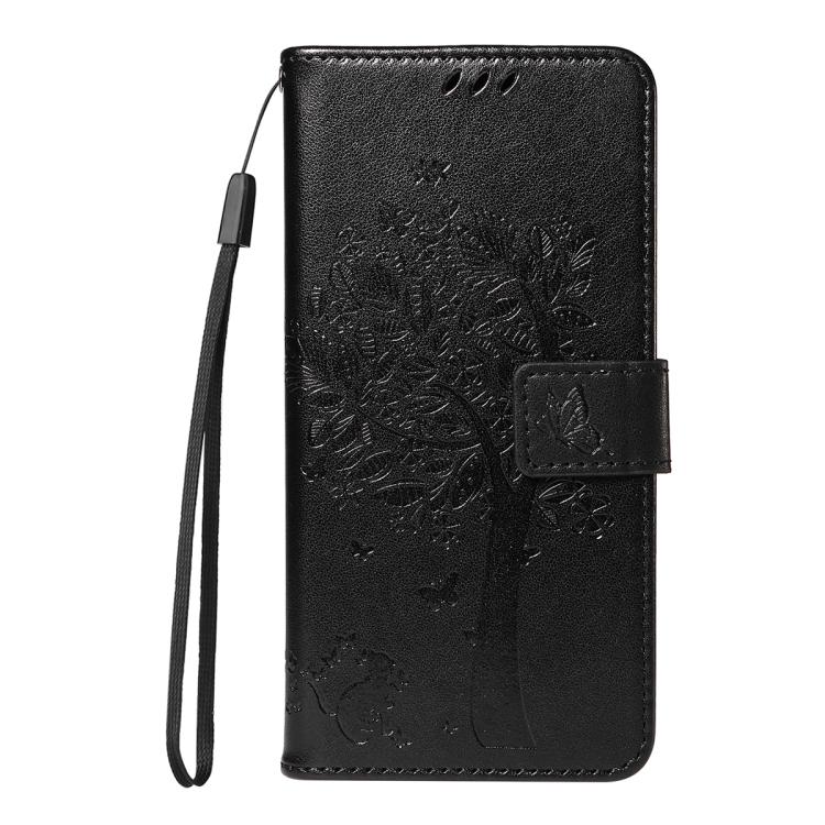 For Google Pixel 10 Pro XL 5G Global Tree & Cat Embossed Pattern Flip Leather Phone Case(Black) - Google Cases by buy2fix | Online Shopping UK | buy2fix
