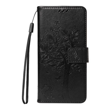 For Google Pixel 10 Pro XL 5G Global Tree & Cat Embossed Pattern Flip Leather Phone Case(Black) - Google Cases by buy2fix | Online Shopping UK | buy2fix
