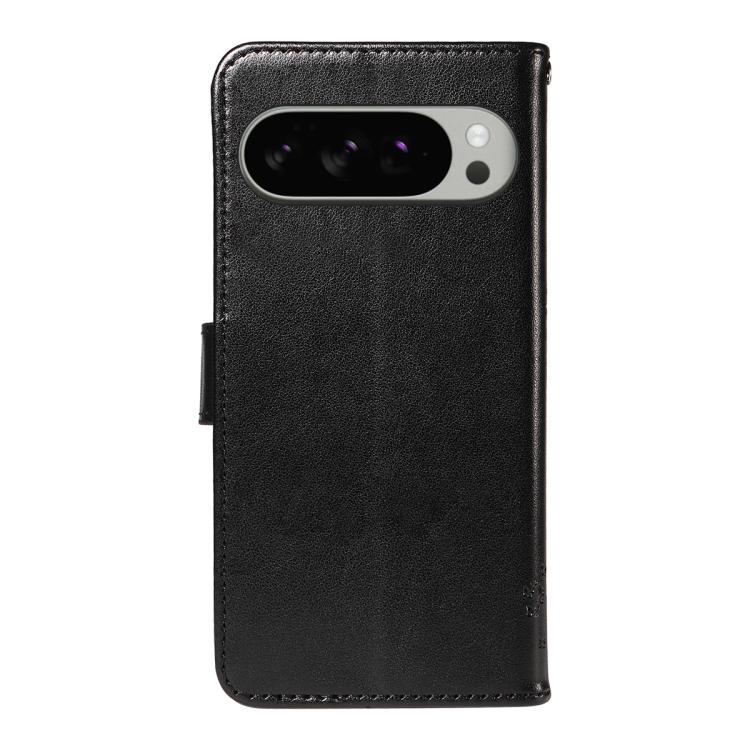 For Google Pixel 10 Pro XL 5G Global Tree & Cat Embossed Pattern Flip Leather Phone Case(Black) - Google Cases by buy2fix | Online Shopping UK | buy2fix