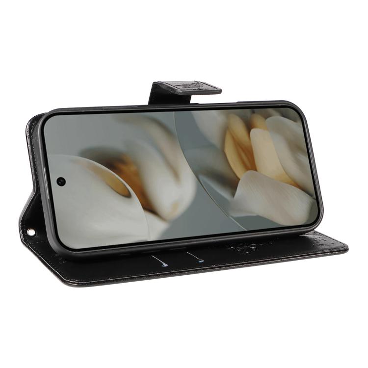 For Google Pixel 10 Pro XL 5G Global Tree & Cat Embossed Pattern Flip Leather Phone Case(Black) - Google Cases by buy2fix | Online Shopping UK | buy2fix