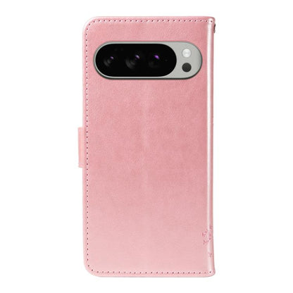 For Google Pixel 10 Pro XL 5G Global Tree & Cat Embossed Pattern Flip Leather Phone Case(Rose Gold) - Google Cases by buy2fix | Online Shopping UK | buy2fix