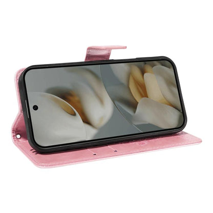 For Google Pixel 10 Pro XL 5G Global Tree & Cat Embossed Pattern Flip Leather Phone Case(Rose Gold) - Google Cases by buy2fix | Online Shopping UK | buy2fix