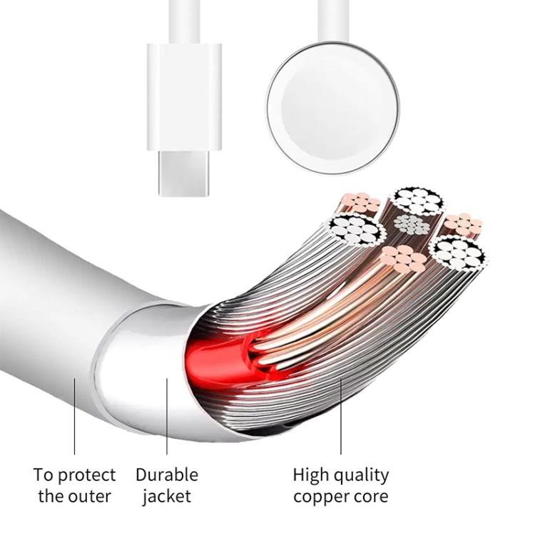 For Apple Watch Series xDfind Magnetic Fast Charger Charging Cable, Type-C Port, Length: 1m(White) - Charger / Holder by xDfind | Online Shopping UK | buy2fix