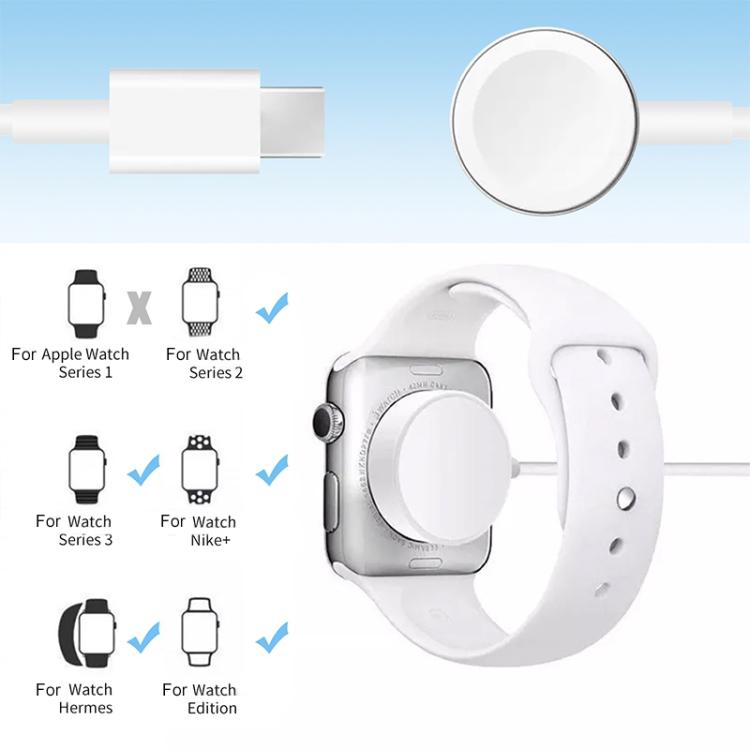 For Apple Watch Series xDfind Magnetic Fast Charger Charging Cable, Type-C Port, Length: 1m(White) - Charger / Holder by xDfind | Online Shopping UK | buy2fix
