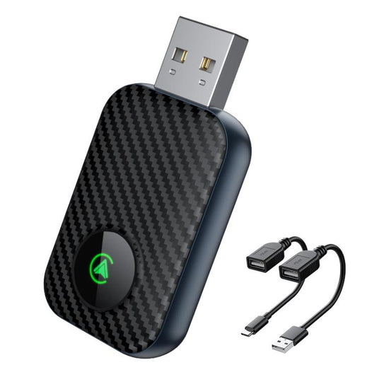 2 in 1 USB Wired to Wireless Car CarPlay / Android Box Adapter, with USB and Type-C Cable(Black) - Bluetooth Adapters by buy2fix | Online Shopping UK | buy2fix