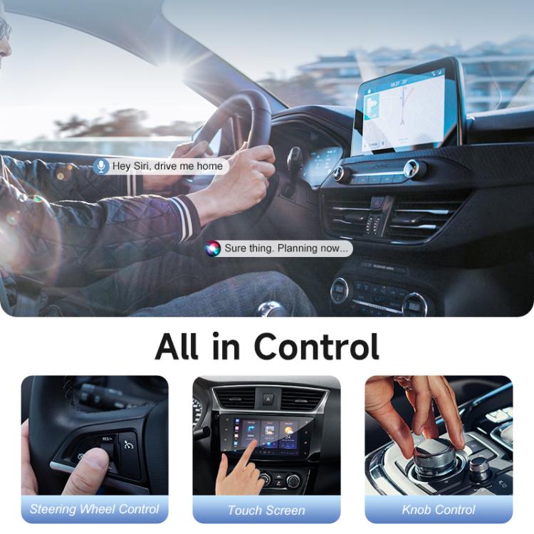 2 in 1 USB Wired to Wireless Car CarPlay / Android Box Adapter, with USB and Type-C Cable(Black) - Bluetooth Adapters by buy2fix | Online Shopping UK | buy2fix