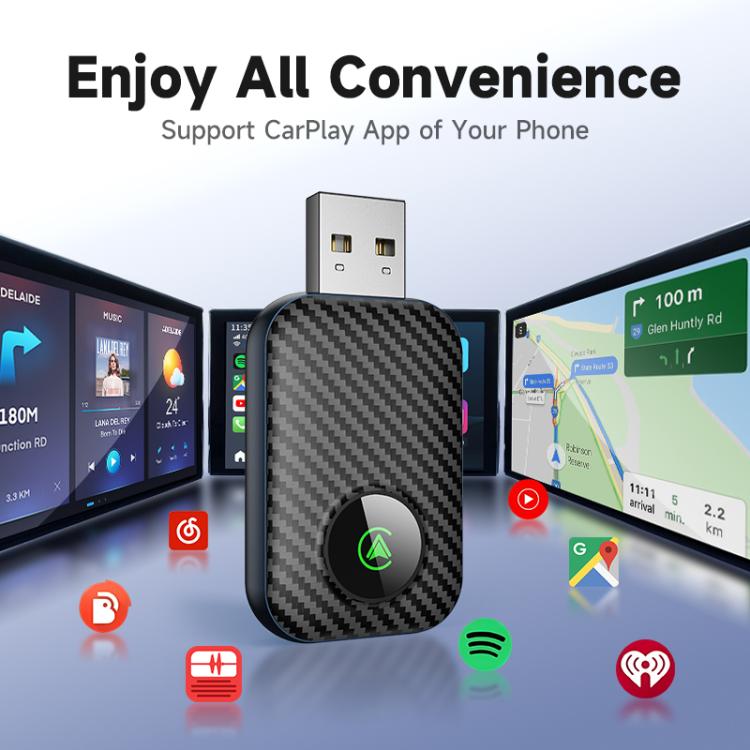 2 in 1 USB Wired to Wireless Car CarPlay / Android Box Adapter, with USB and Type-C Cable(Black) - Bluetooth Adapters by buy2fix | Online Shopping UK | buy2fix