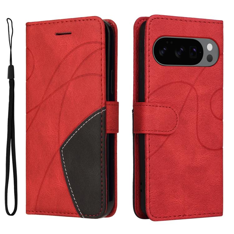 For Google Pixel 10 5G / 10 Pro 5G Global Dual-color Splicing Flip Leather Phone Case(Red) - Google Cases by buy2fix | Online Shopping UK | buy2fix