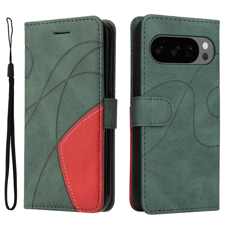 For Google Pixel 10 5G / 10 Pro 5G Global Dual-color Splicing Flip Leather Phone Case(Green) - Google Cases by buy2fix | Online Shopping UK | buy2fix