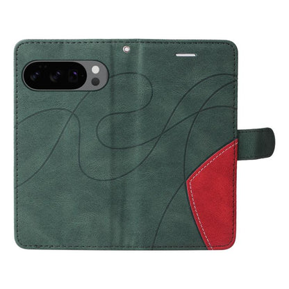 For Google Pixel 10 5G / 10 Pro 5G Global Dual-color Splicing Flip Leather Phone Case(Green) - Google Cases by buy2fix | Online Shopping UK | buy2fix