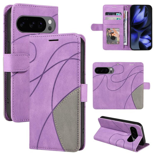 For Google Pixel 10 5G / 10 Pro 5G Global Dual-color Splicing Flip Leather Phone Case(Purple) - Google Cases by buy2fix | Online Shopping UK | buy2fix