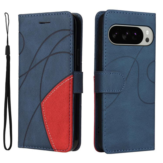 For Google Pixel 10 Pro XL 5G Global Dual-color Splicing Flip Leather Phone Case(Blue) - Google Cases by buy2fix | Online Shopping UK | buy2fix
