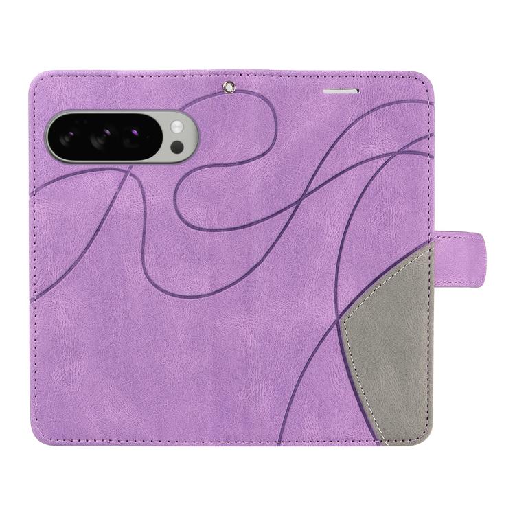 For Google Pixel 10 Pro XL 5G Global Dual-color Splicing Flip Leather Phone Case(Purple) - Google Cases by buy2fix | Online Shopping UK | buy2fix