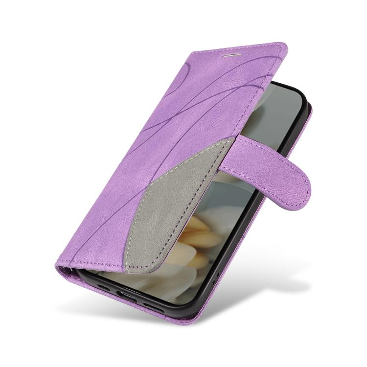 For Google Pixel 10 Pro XL 5G Global Dual-color Splicing Flip Leather Phone Case(Purple) - Google Cases by buy2fix | Online Shopping UK | buy2fix