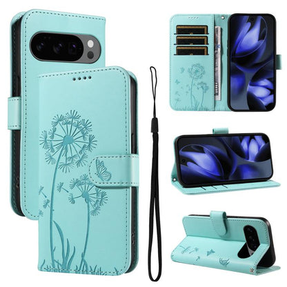 For Google Pixel 10 5G / 10 Pro 5G Global Dandelion Embossed Pattern Flip Leather Phone Case(Green) - Google Cases by buy2fix | Online Shopping UK | buy2fix
