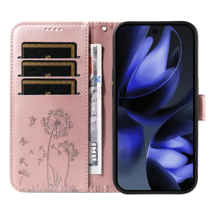 For Google Pixel 10 5G / 10 Pro 5G Global Dandelion Embossed Pattern Flip Leather Phone Case(Rose Gold) - Google Cases by buy2fix | Online Shopping UK | buy2fix