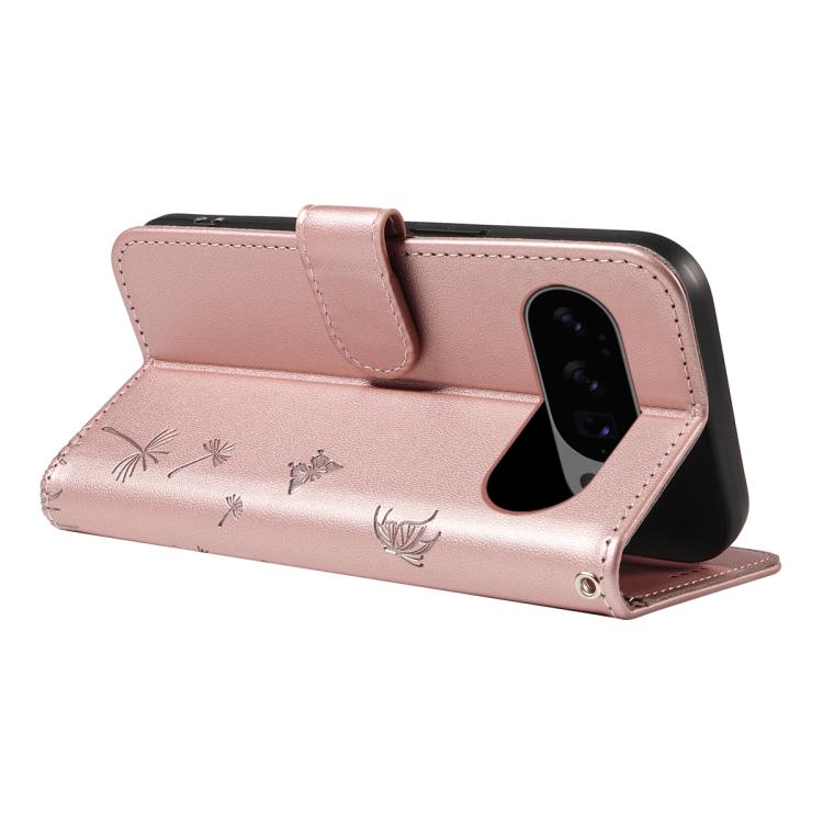 For Google Pixel 10 5G / 10 Pro 5G Global Dandelion Embossed Pattern Flip Leather Phone Case(Rose Gold) - Google Cases by buy2fix | Online Shopping UK | buy2fix