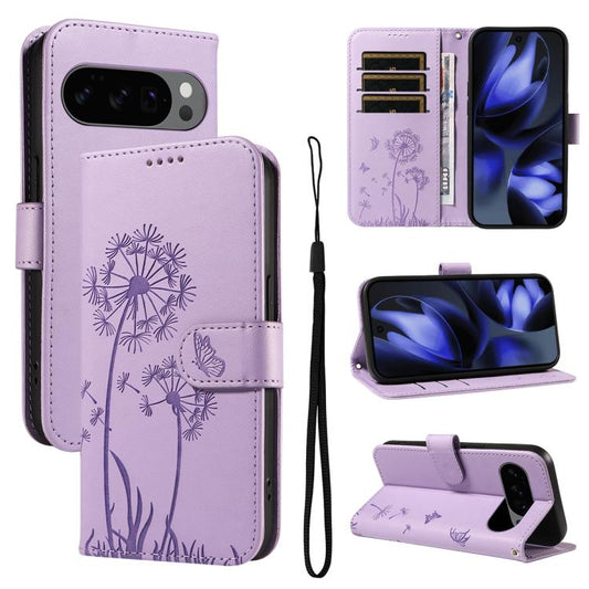 For Google Pixel 10 5G / 10 Pro 5G Global Dandelion Embossed Pattern Flip Leather Phone Case(Purple) - Google Cases by buy2fix | Online Shopping UK | buy2fix