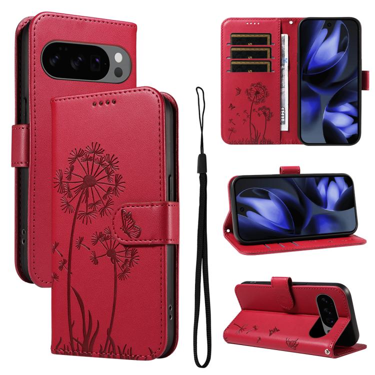 For Google Pixel 10 5G / 10 Pro 5G Global Dandelion Embossed Pattern Flip Leather Phone Case(Red) - Google Cases by buy2fix | Online Shopping UK | buy2fix