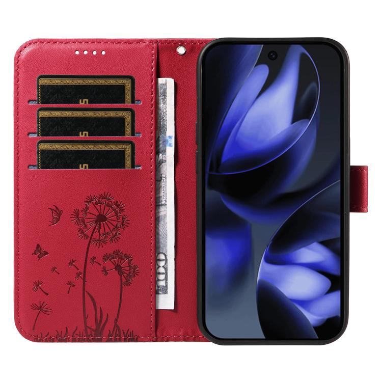 For Google Pixel 10 5G / 10 Pro 5G Global Dandelion Embossed Pattern Flip Leather Phone Case(Red) - Google Cases by buy2fix | Online Shopping UK | buy2fix