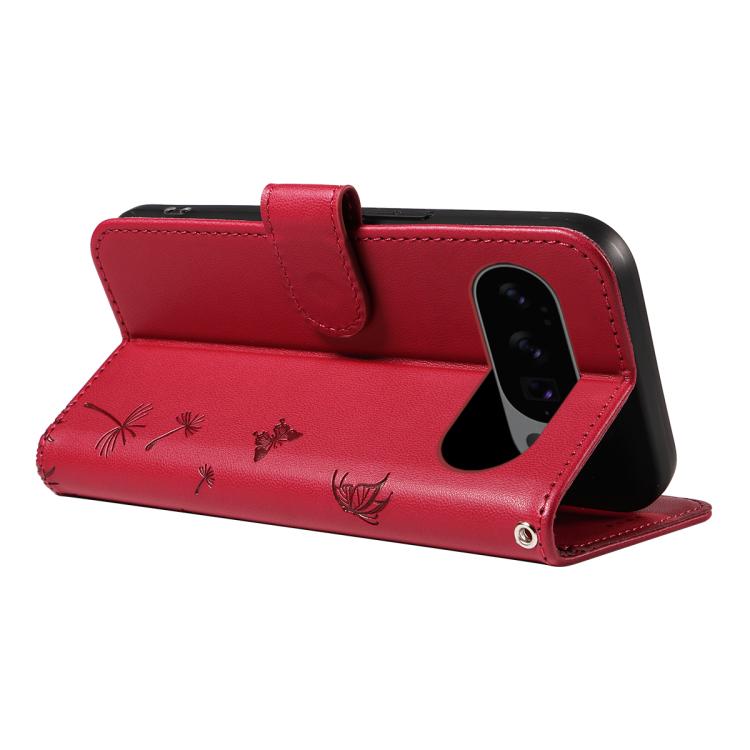 For Google Pixel 10 5G / 10 Pro 5G Global Dandelion Embossed Pattern Flip Leather Phone Case(Red) - Google Cases by buy2fix | Online Shopping UK | buy2fix