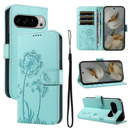 For Google Pixel 10 Pro XL 5G Global Dandelion Embossed Pattern Flip Leather Phone Case(Green) - Google Cases by buy2fix | Online Shopping UK | buy2fix