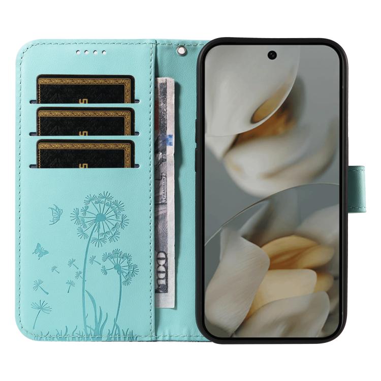 For Google Pixel 10 Pro XL 5G Global Dandelion Embossed Pattern Flip Leather Phone Case(Green) - Google Cases by buy2fix | Online Shopping UK | buy2fix