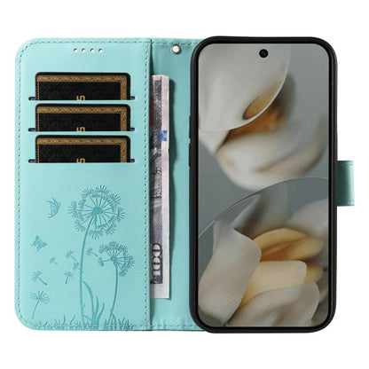 For Google Pixel 10 Pro XL 5G Global Dandelion Embossed Pattern Flip Leather Phone Case(Green) - Google Cases by buy2fix | Online Shopping UK | buy2fix