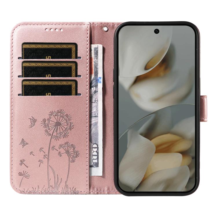 For Google Pixel 10 Pro XL 5G Global Dandelion Embossed Pattern Flip Leather Phone Case(Rose Gold) - Google Cases by buy2fix | Online Shopping UK | buy2fix