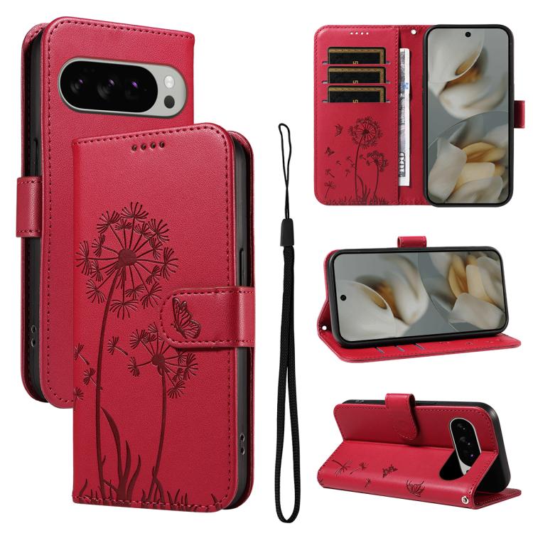 For Google Pixel 10 Pro XL 5G Global Dandelion Embossed Pattern Flip Leather Phone Case(Red) - Google Cases by buy2fix | Online Shopping UK | buy2fix