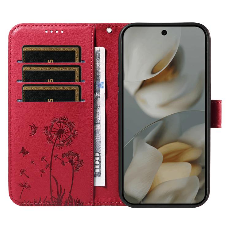 For Google Pixel 10 Pro XL 5G Global Dandelion Embossed Pattern Flip Leather Phone Case(Red) - Google Cases by buy2fix | Online Shopping UK | buy2fix