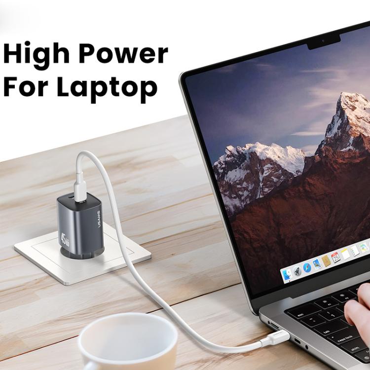 USAMS CC305 T66 45W Dual USB-C / Type-C GaN Fast Charger, EU Plug(Gunmetal) - USB Charger by USAMS | Online Shopping UK | buy2fix
