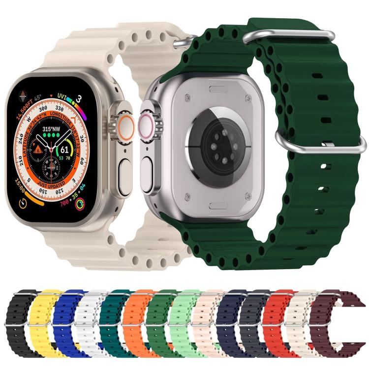 For Apple Watch 46mm / 49mm / 45mm / 44mm xDfind Ocean Silicone Watch Band(Dark Green) - Watch Bands by xDfind | Online Shopping UK | buy2fix