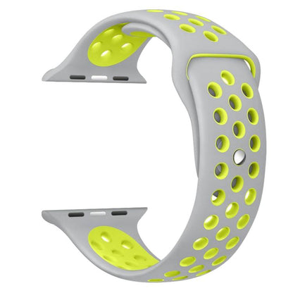 For Apple Watch 42mm / 41mm / 40mm / 38mm xDfind Two Color Silicone Sports Watch Band(Grey Yellow) - Watch Bands by xDfind | Online Shopping UK | buy2fix