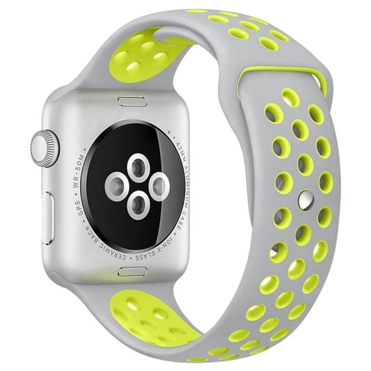 For Apple Watch 42mm / 41mm / 40mm / 38mm xDfind Two Color Silicone Sports Watch Band(Grey Yellow) - Watch Bands by xDfind | Online Shopping UK | buy2fix