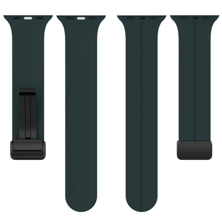 For Apple Watch 46mm / 49mm / 45mm / 44mm xDfind Solid Color Magnetic Buckle Silicone Watch Band(Pine Green) - Watch Bands by xDfind | Online Shopping UK | buy2fix