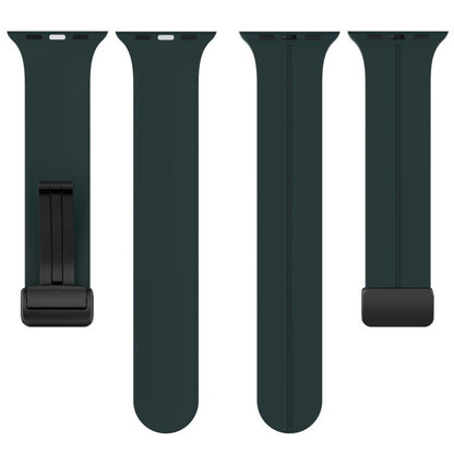 For Apple Watch 46mm / 49mm / 45mm / 44mm xDfind Solid Color Magnetic Buckle Silicone Watch Band(Pine Green) - Watch Bands by xDfind | Online Shopping UK | buy2fix