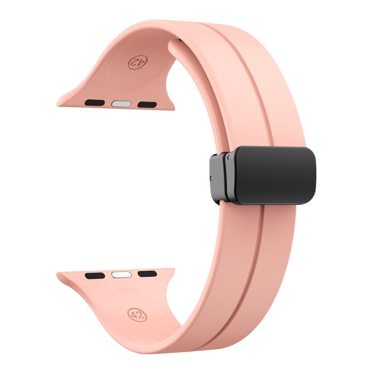 For Apple Watch 42mm / 41mm / 40mm / 38mm xDfind Solid Color Magnetic Buckle Silicone Watch Band(Pink) - Watch Bands by xDfind | Online Shopping UK | buy2fix