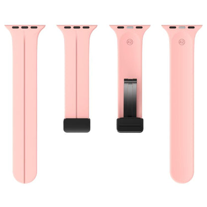 For Apple Watch 42mm / 41mm / 40mm / 38mm xDfind Solid Color Magnetic Buckle Silicone Watch Band(Pink) - Watch Bands by xDfind | Online Shopping UK | buy2fix