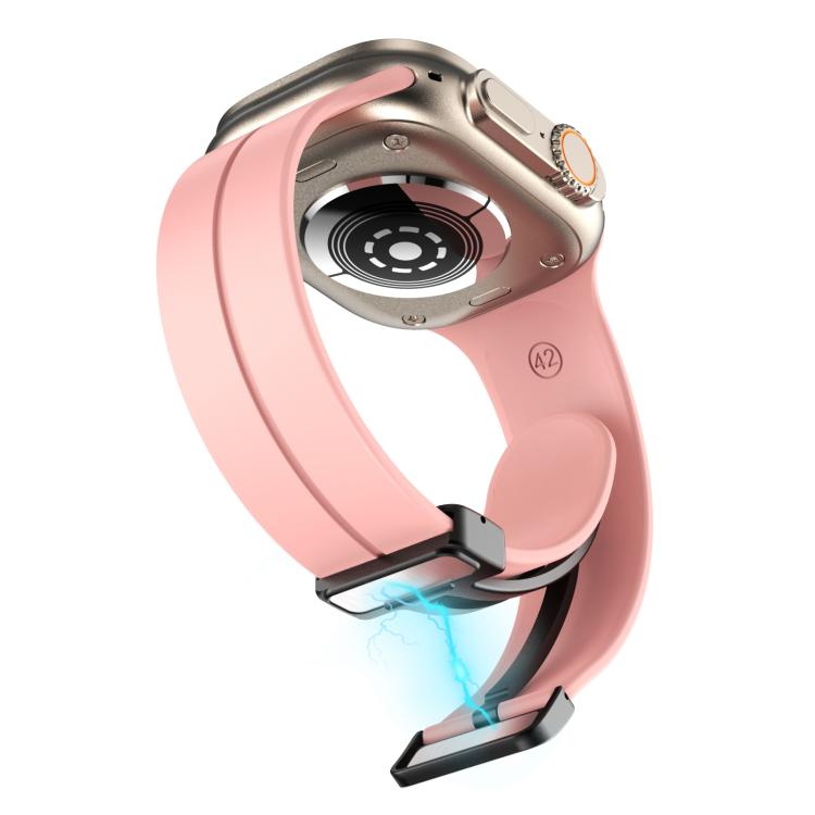 For Apple Watch 42mm / 41mm / 40mm / 38mm xDfind Solid Color Magnetic Buckle Silicone Watch Band(Pink) - Watch Bands by xDfind | Online Shopping UK | buy2fix